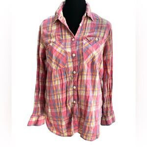 Vintage RALPH LAUREN Shirt Large Pink Plaid Button Up Preppy
